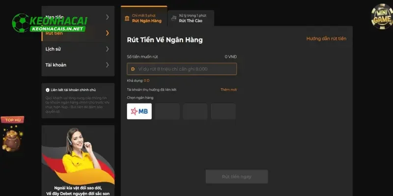 Các bước thanh toán tại nhà cái Debet 